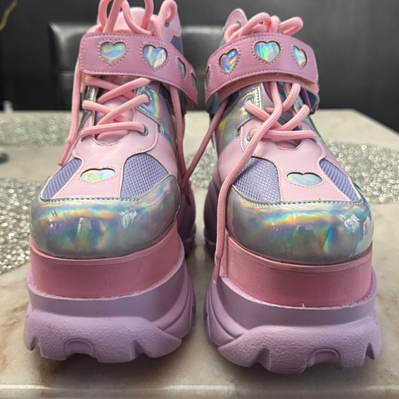 Sugar Thrillz Iridescent Pink Platform Sneakers - Picture 2 of 9
